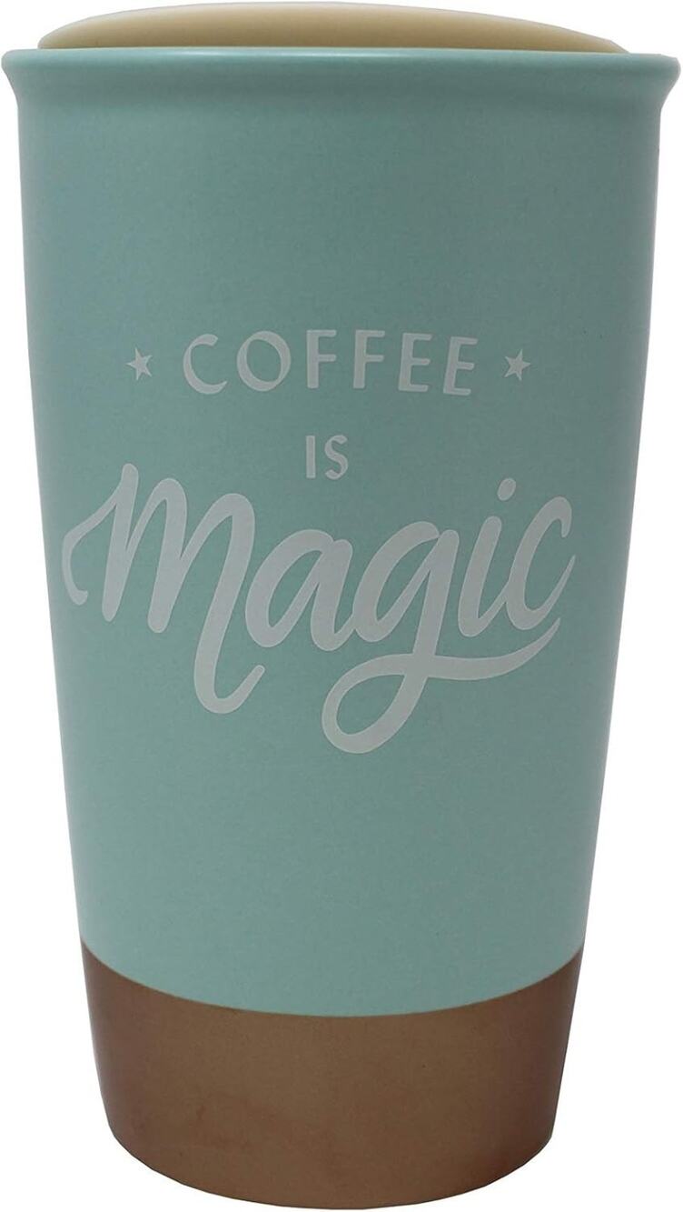 Starbucks Coffee is Magic 12oz Ceramic Travel Tea Mug Double Wall w/Lid 2018